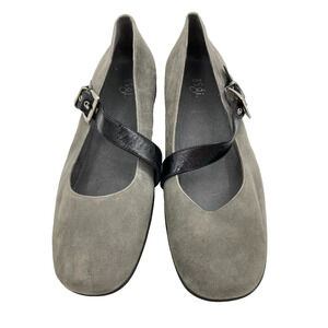 ASGI Splendor Women's 8M Mary Jane Shoes Gray Suede Buckle BL/BR Strap Comfort‎